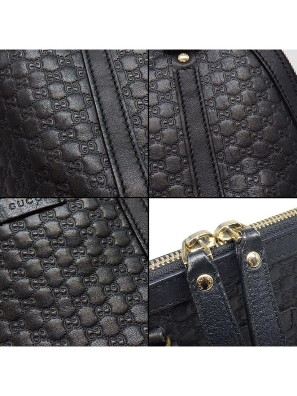 Gucci Shoulder Bag Mini Dome 2-Way Black Micro Guccissima Leather Gold - Picture 8 of 12
